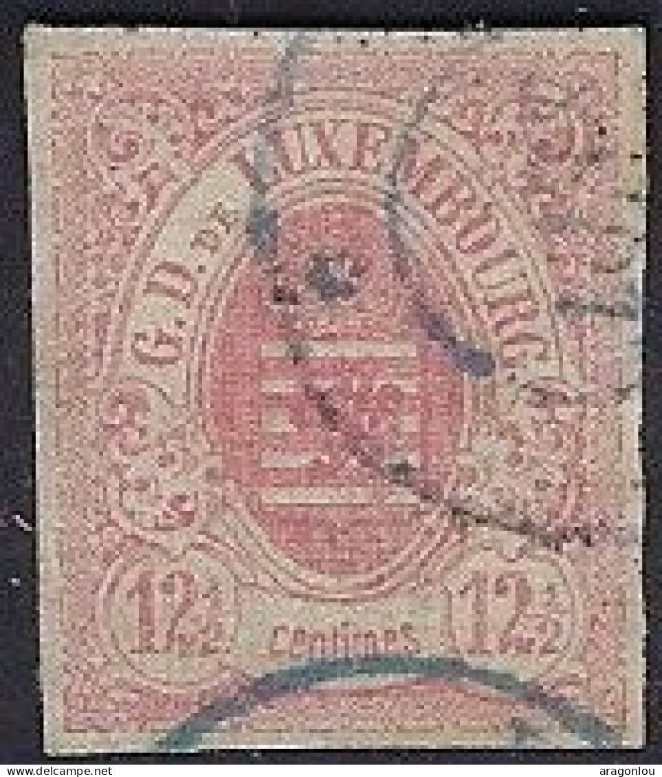 Luxembourg - Luxemburg - Timbre - Armoiries  1859    12,5c.   °  Cachet Bleu   Rare     Michel 7   VC. 210,- - 1859-1880 Coat Of Arms