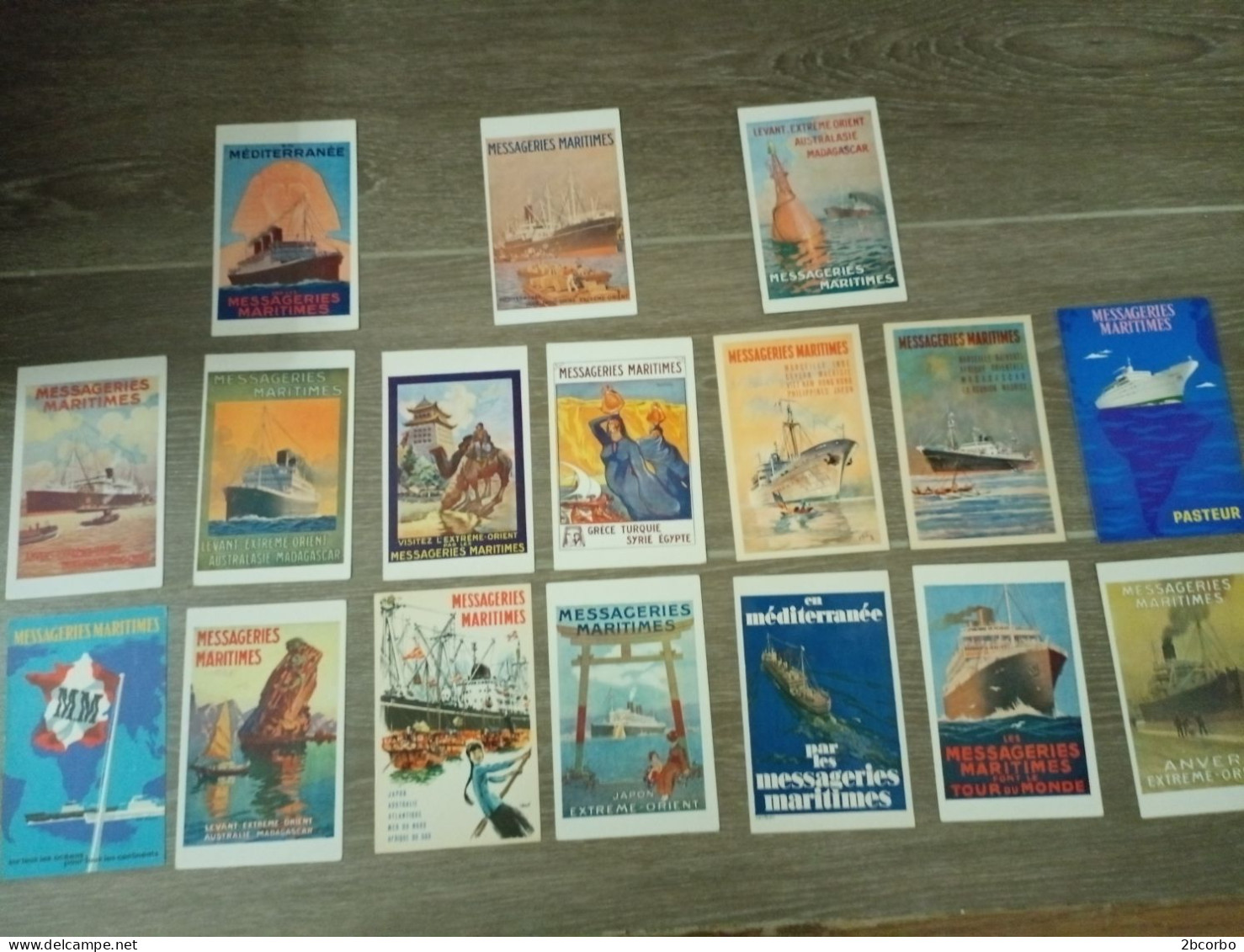Lot De 17 Cpa Publicitaires Lignes Des Bateaux  Des Messageries Maritimes  Top Collection - Collections & Lots