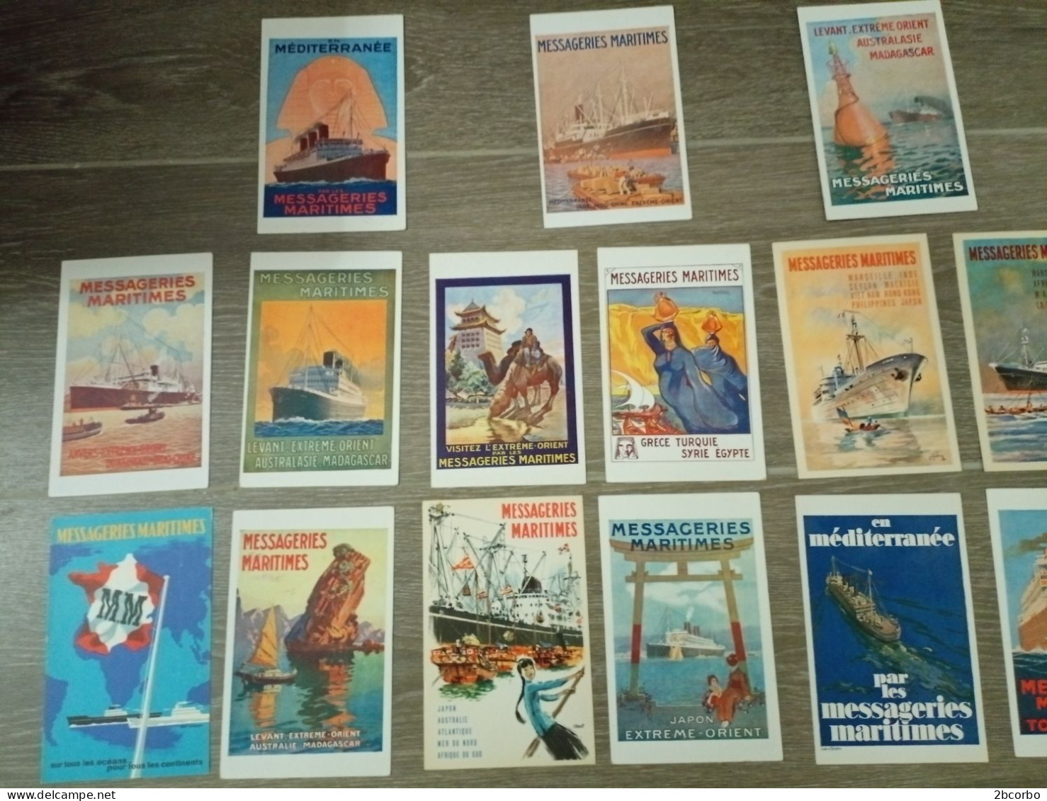 Lot De 17 Cpa Publicitaires Lignes Des Bateaux  Des Messageries Maritimes  Top Collection - Sammlungen & Sammellose