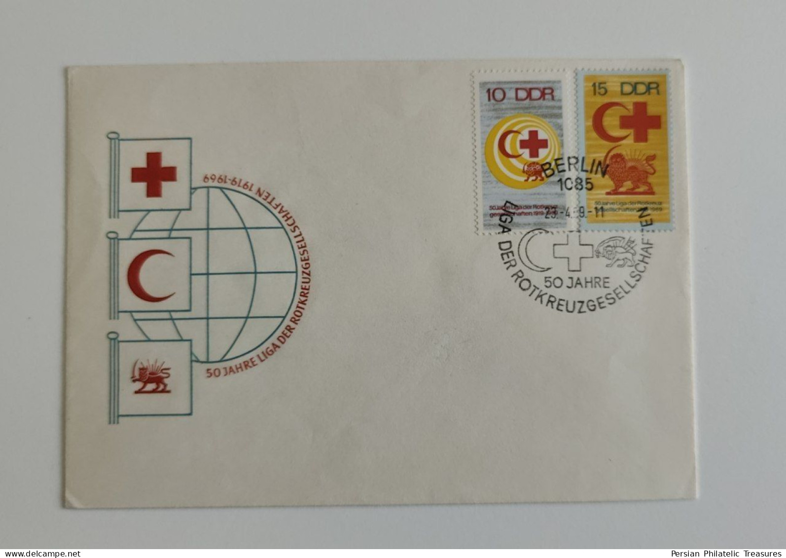 Red Cross, Persia Red Lion And Sun (Iran) , Red Crescent, Germany, 1969, FDC - Other & Unclassified