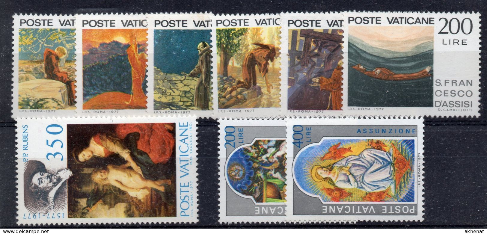 EDY1011 - VATICANO 1977 ,  Serie N. 616/617 + 618/619 + 632 ***  MNH - Unused Stamps