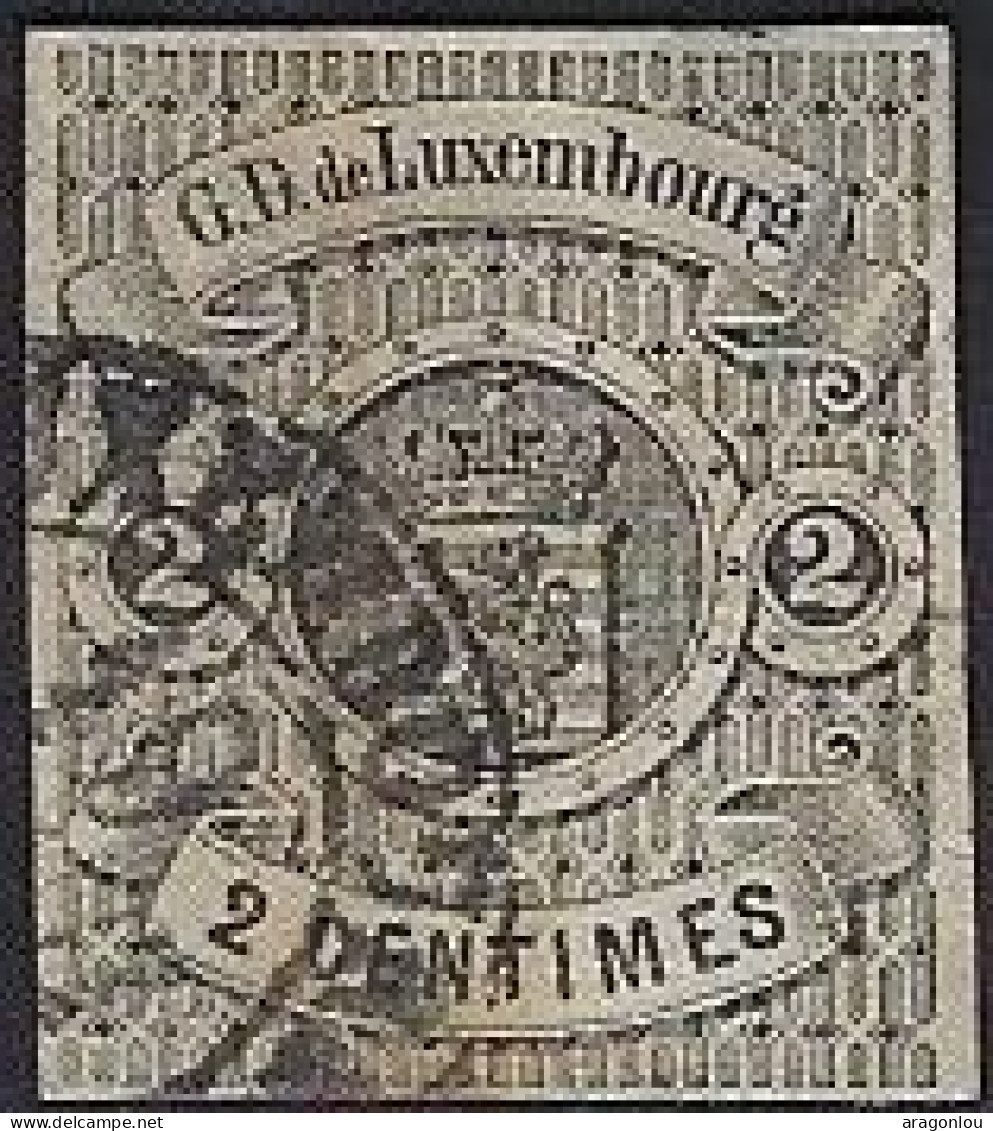 Luxembourg - Luxemburg - Timbre - Armoiries  1859    2c.   °    Certifié     Michel 4         VC. 700,- - 1859-1880 Coat Of Arms