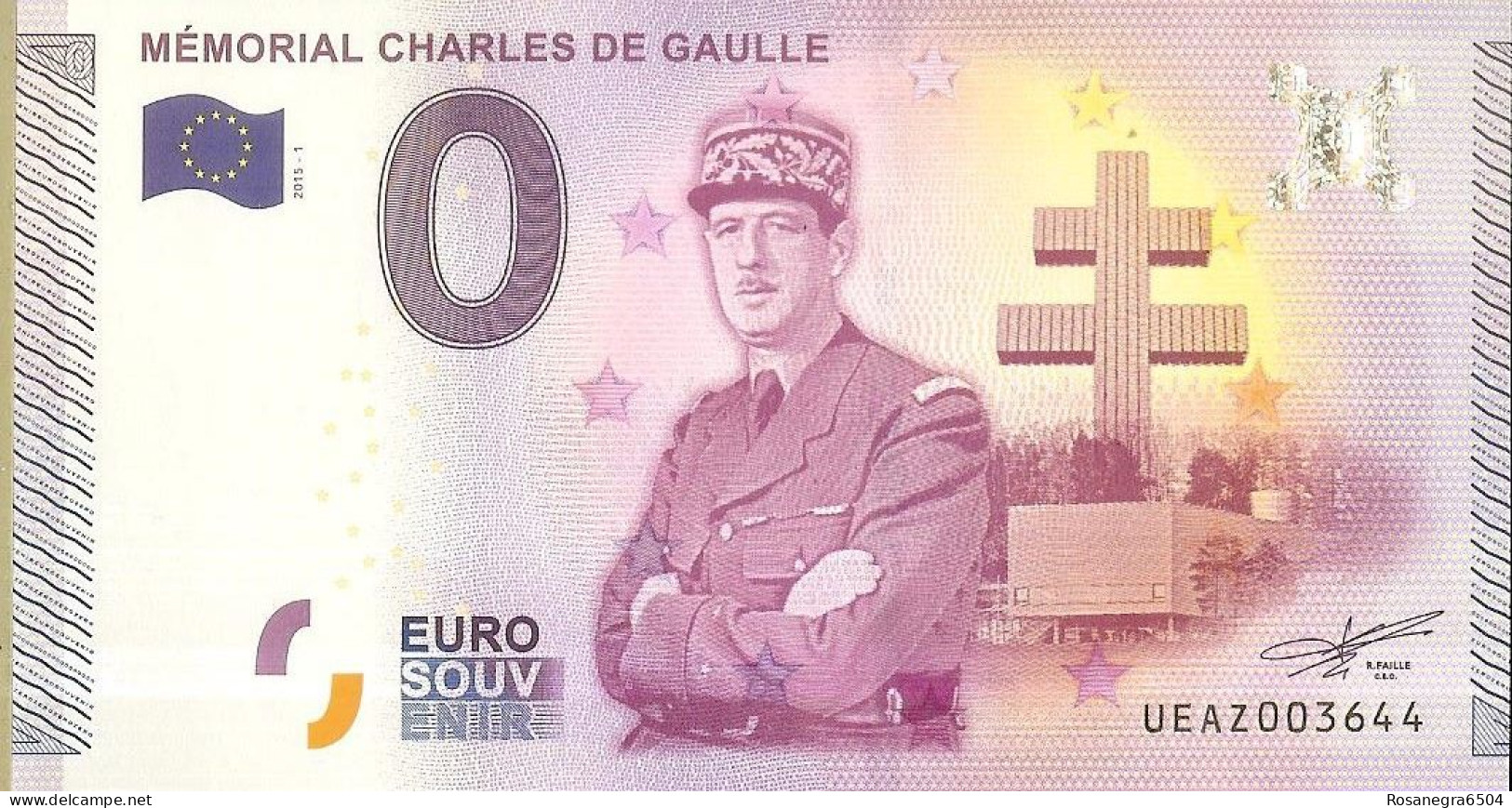 BILLETE 0 EUROS - MÉMORIAL CHARLES DE GAULLE - Autres & Non Classés