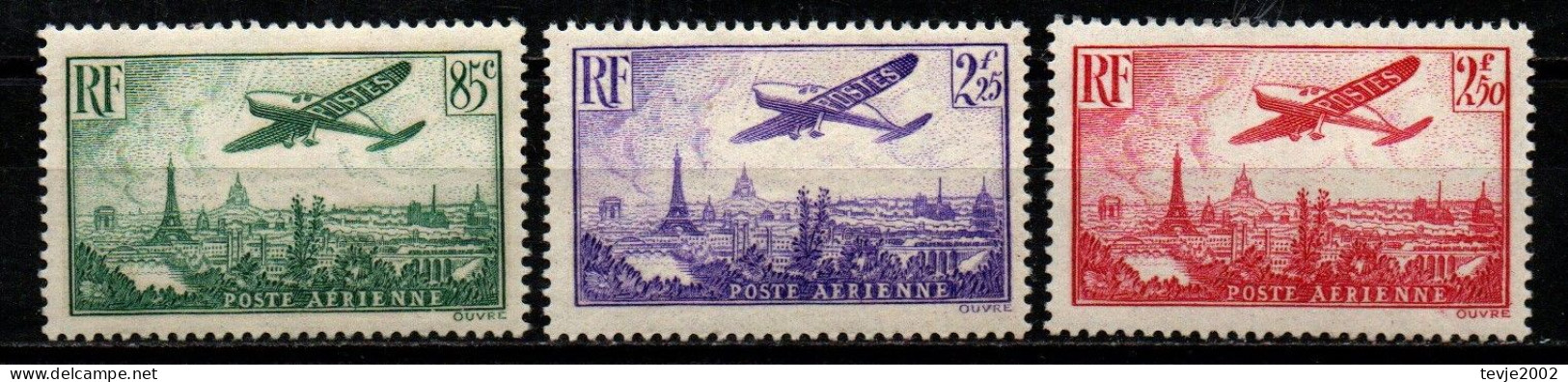 Frankreich France 1936 - Mi.Nr. 305 A + 307 + 308 - Ungebraucht Mit Gummi Und Falzresten MH - Flugzeuge Airplanes - Avions