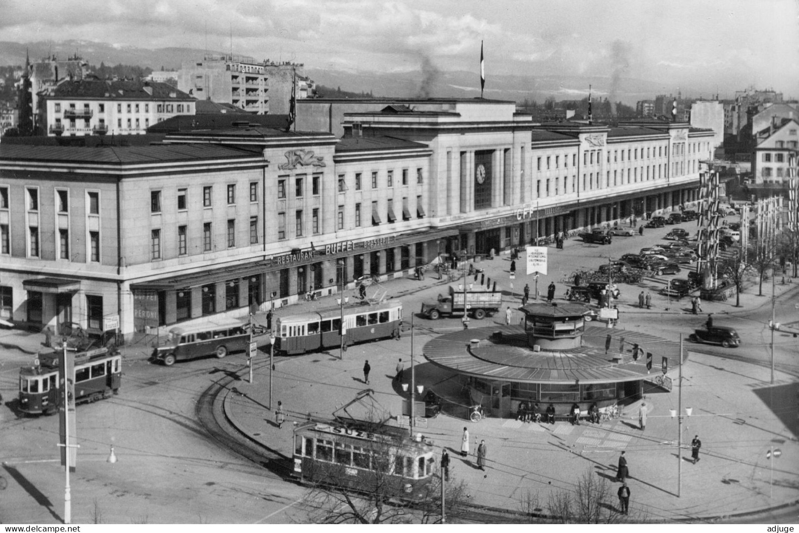 CPSM- GENÈVE -Gare De Cornavin - Ann.1950-Belle Flamme * TBE * 2 Scans - Genève