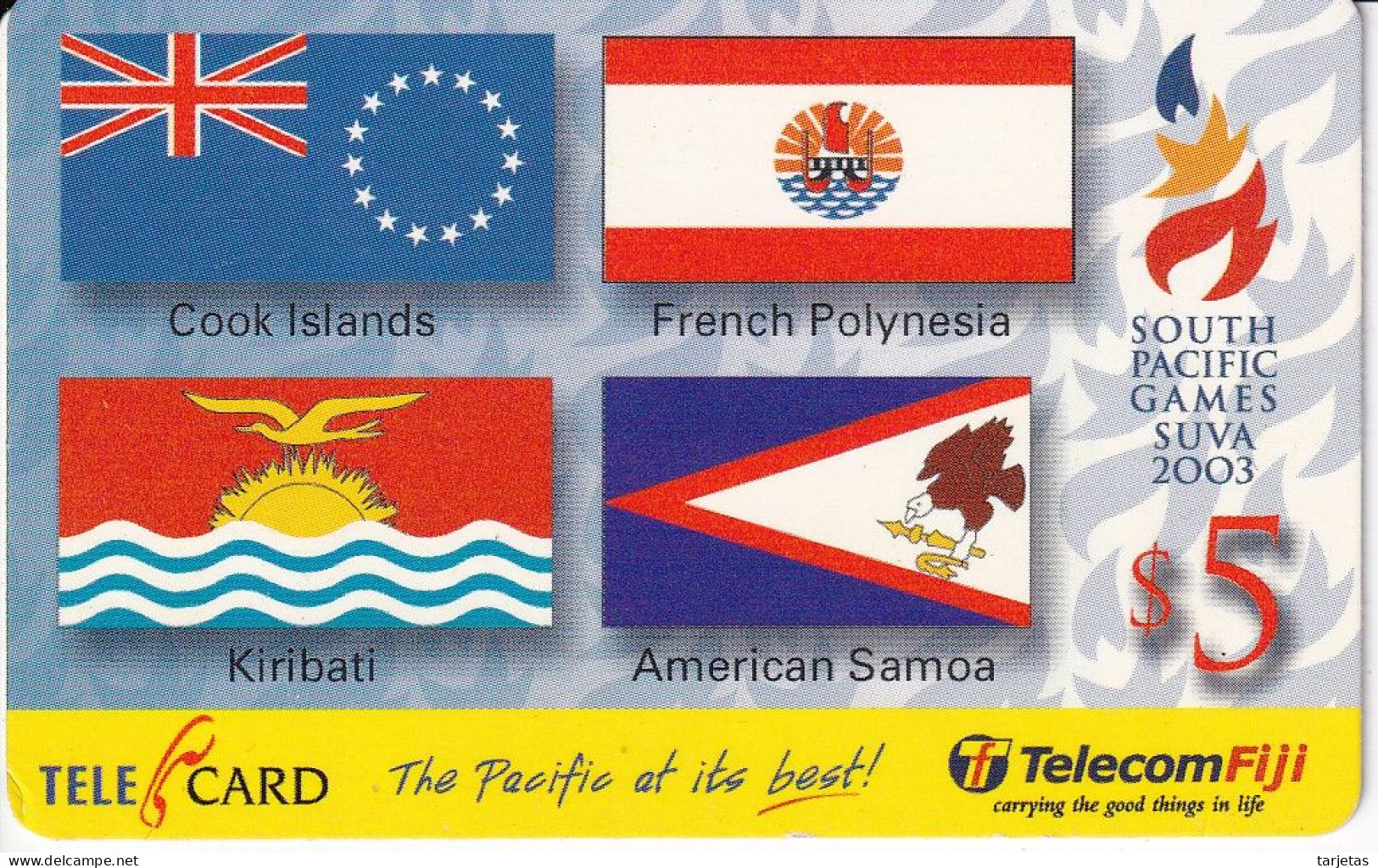 TARJETA DE LAS FIJI CON UNAS BANDERAS (BANDERA-FLAG) SOUTH PACIFIC GAMES SUVA 2003 - Fiji