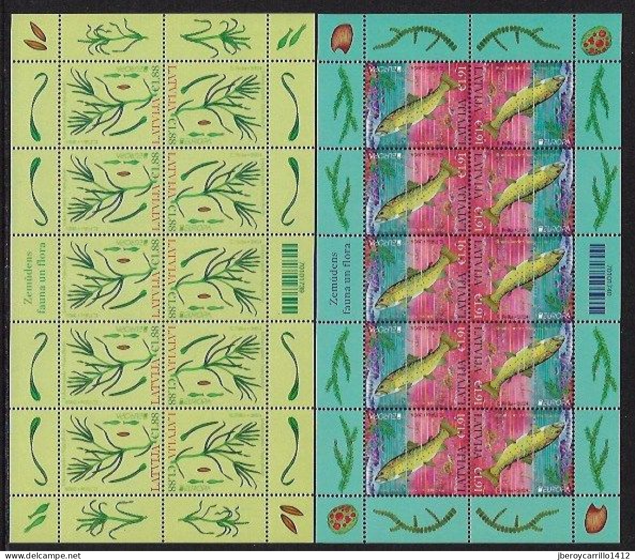 LETONIA /LAVTIA /LETTLAND /LETTONIE  - EUROPA-CEPT 2024 -"UNDERWATER FLORA And FAUNA".- TWO SHEETS Of The 10 STAMPS MINT - 2024