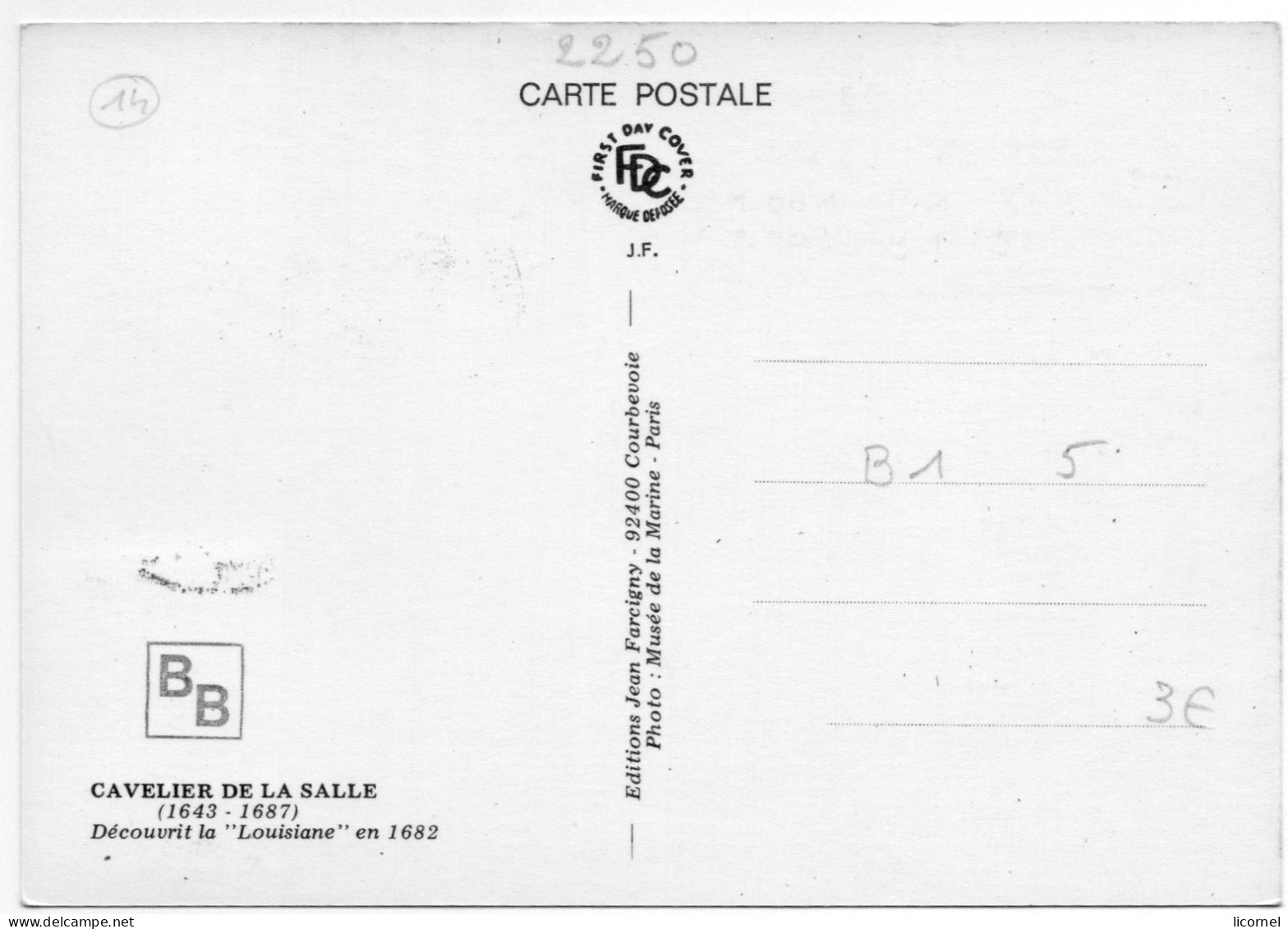 Cartes Maxi  1982 Premier Jour/ CAVELIER DE LA SALLE - 1980-1989