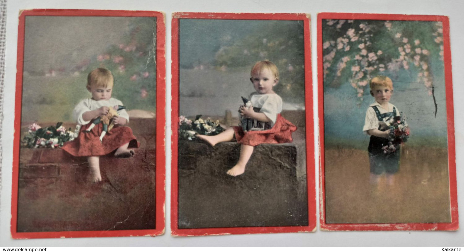 BAMBINI CON GIOCHI - 1918 - LOTTO 3 CARTOLINE - Portraits