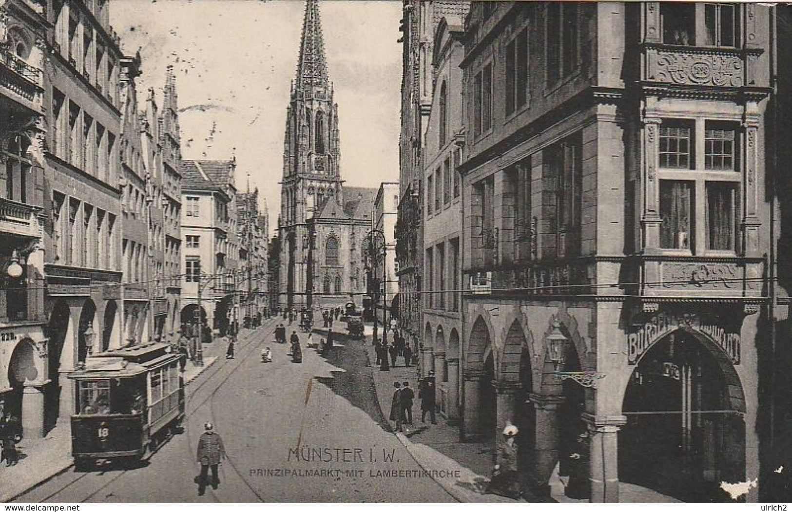 AK Münster I.W. - Prinzipalmarkt Mit Lambertikirche - 1908 (69528) - Münster