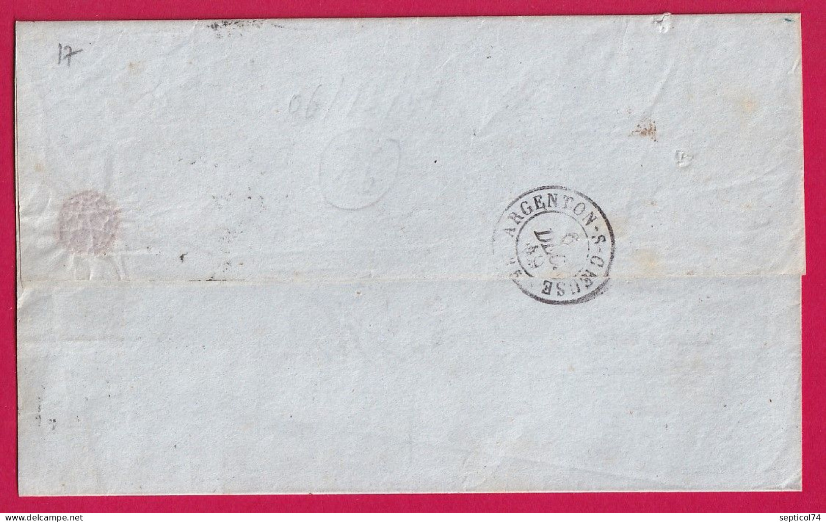 N°3 TB GRILLE LIMOGES CAD TYPE 14 DU 6 DECEMBRE 1849 POUR ARGENTON SUR CREUSE INDRE LETTRE - 1849-1876: Classic Period