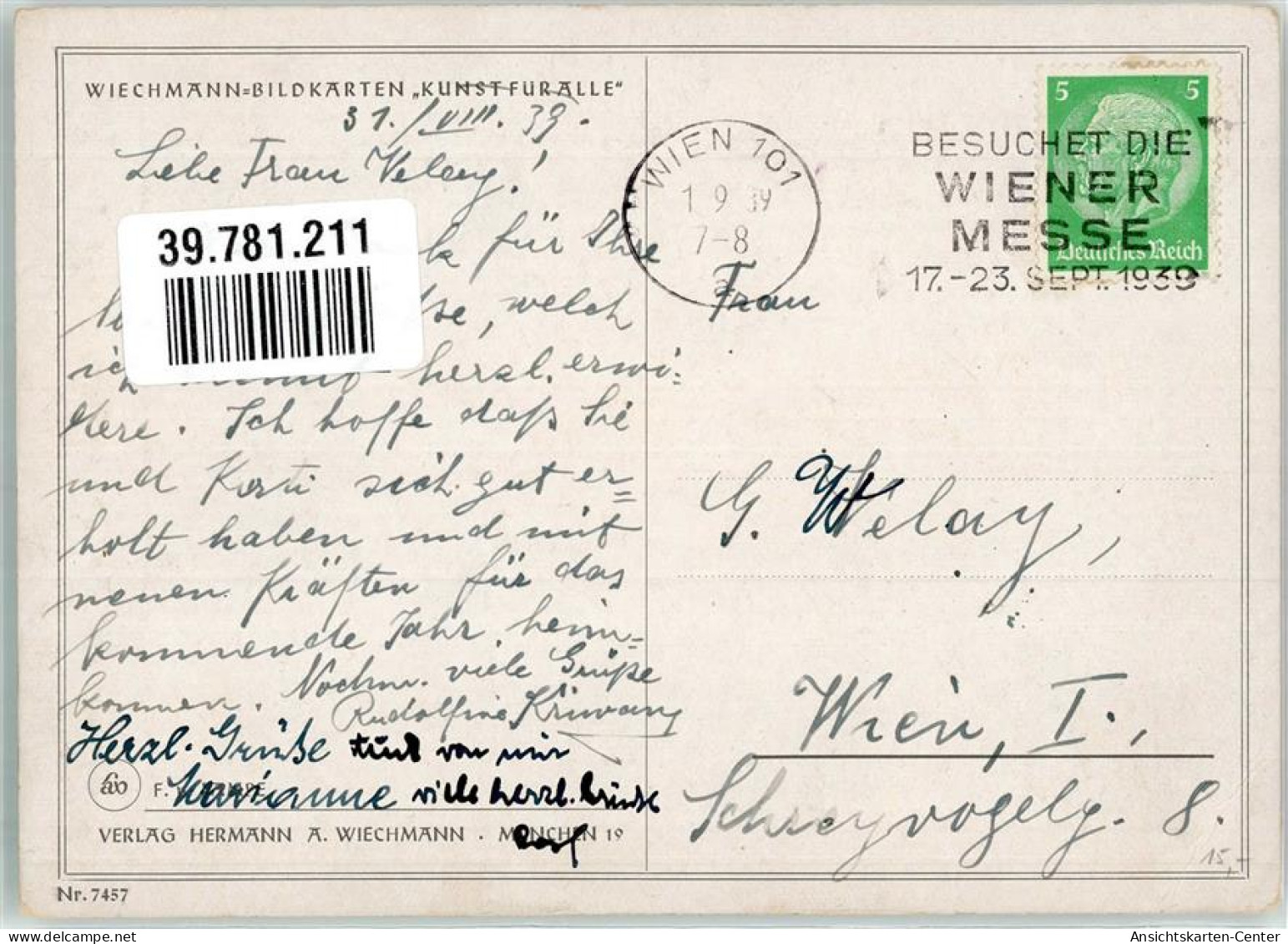 39781211 - Kaefer Grashuepfer Fisch Sign. Von Lampe F. Hangen Und Bangen Verlag Wiechmann Nr.7457 - 1900-1949