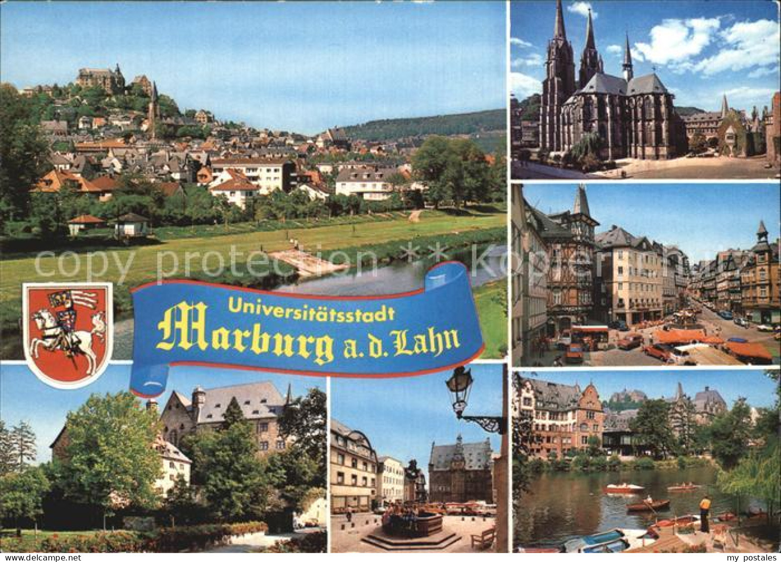 72525172 Marburg Lahn Panorama Schloss Kirche Markt Brunnen Lahnpartie Bauerbach - Marburg