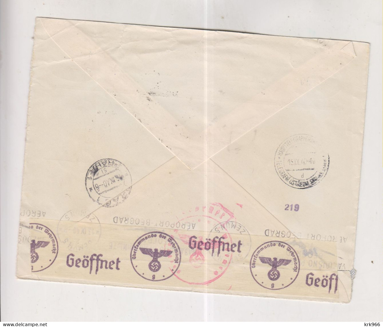 YUGOSLAVIA,1940 BEOGRAD Censored Airmail Cover To Bohemia & Moravia - Lettres & Documents