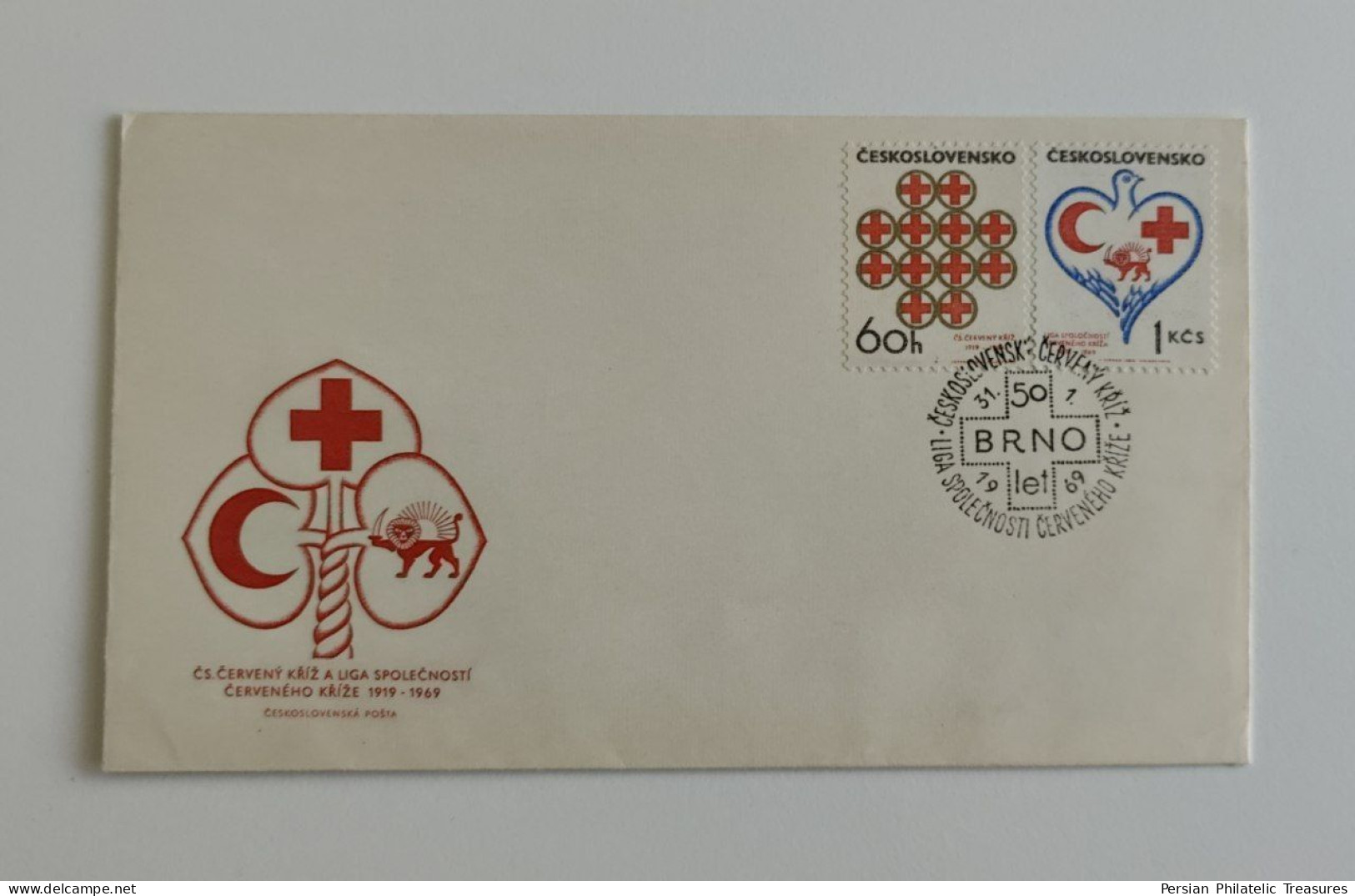 Red Cross, Persia Red Lion And Sun (Iran) , Red Crescent, Czech, Slovakia, Czechoslovakia, 1969, FDC - Other & Unclassified