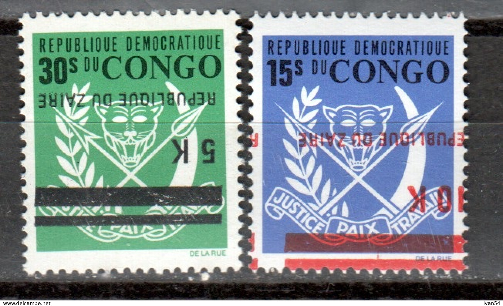 ZAIRE 912 + 913 MNH  **  – OMGEK. OPDRUK – SURCHARGE RENVERSEE (1977) - Unused Stamps