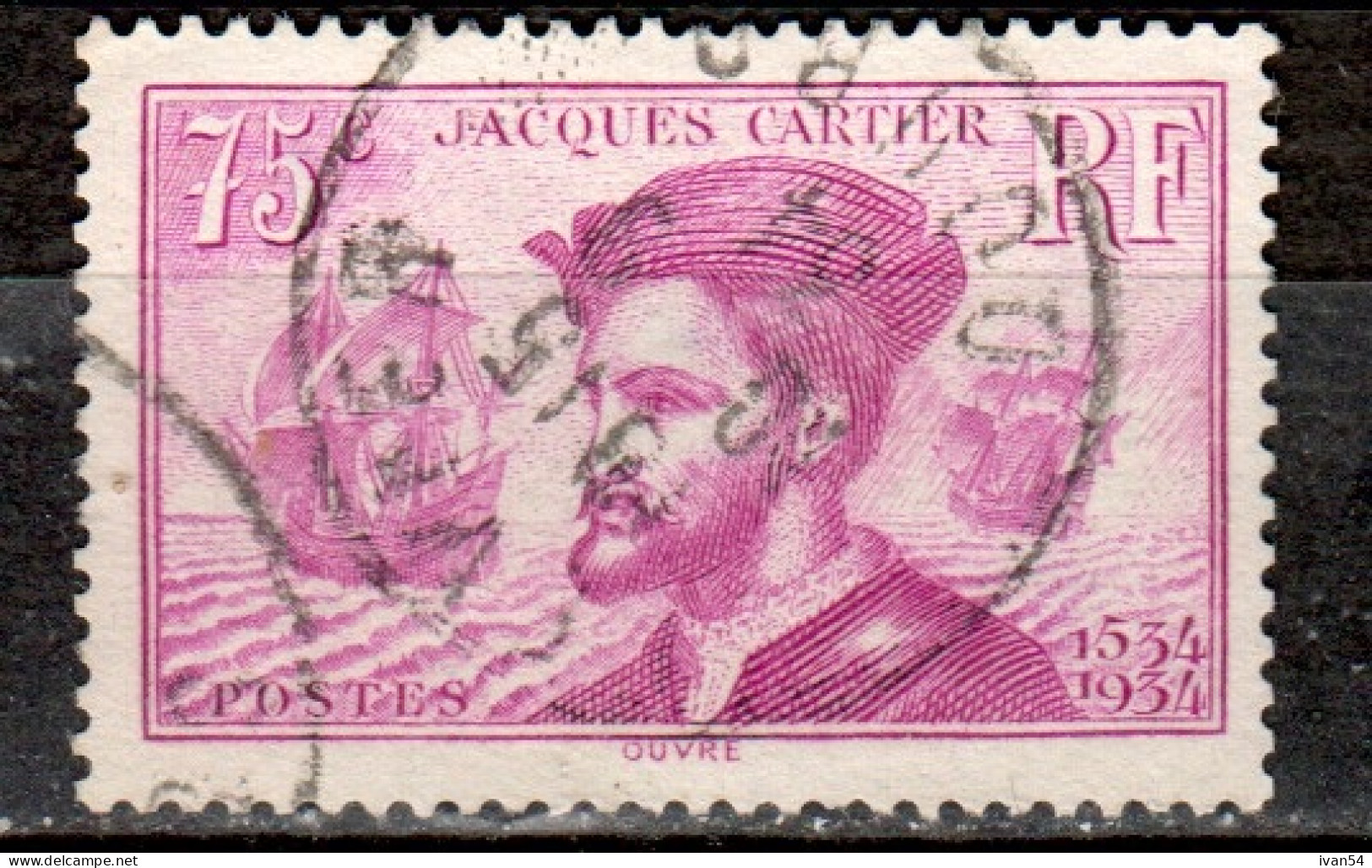 FRANCE 296 (0) – Jacques Cartier  (1934) - Oblitérés