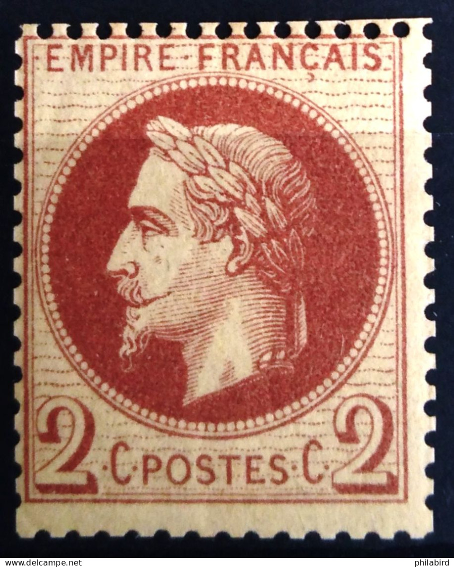 FRANCE                           N° 26 B                    NEUF*               Cote : 220 € - 1863-1870 Napoléon III Lauré