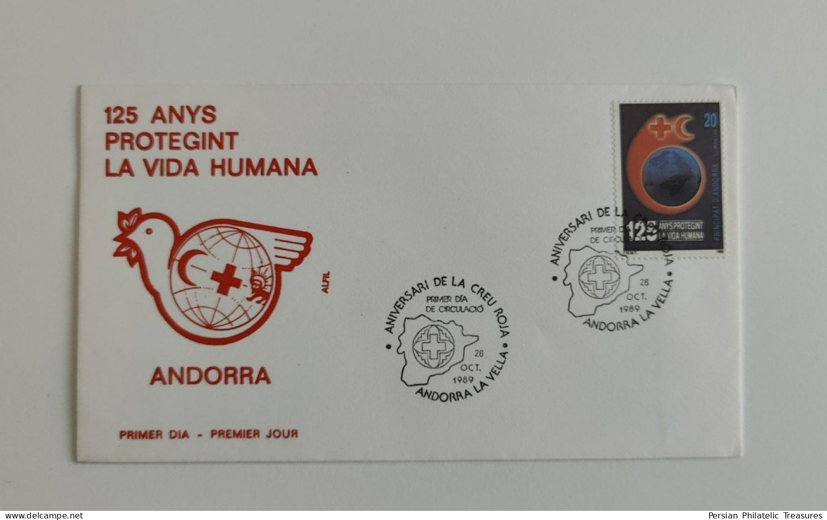 Red Cross, Persia Red Lion And Sun (Iran) , Red Crescent, Andorra, 1989, FDC - Other & Unclassified