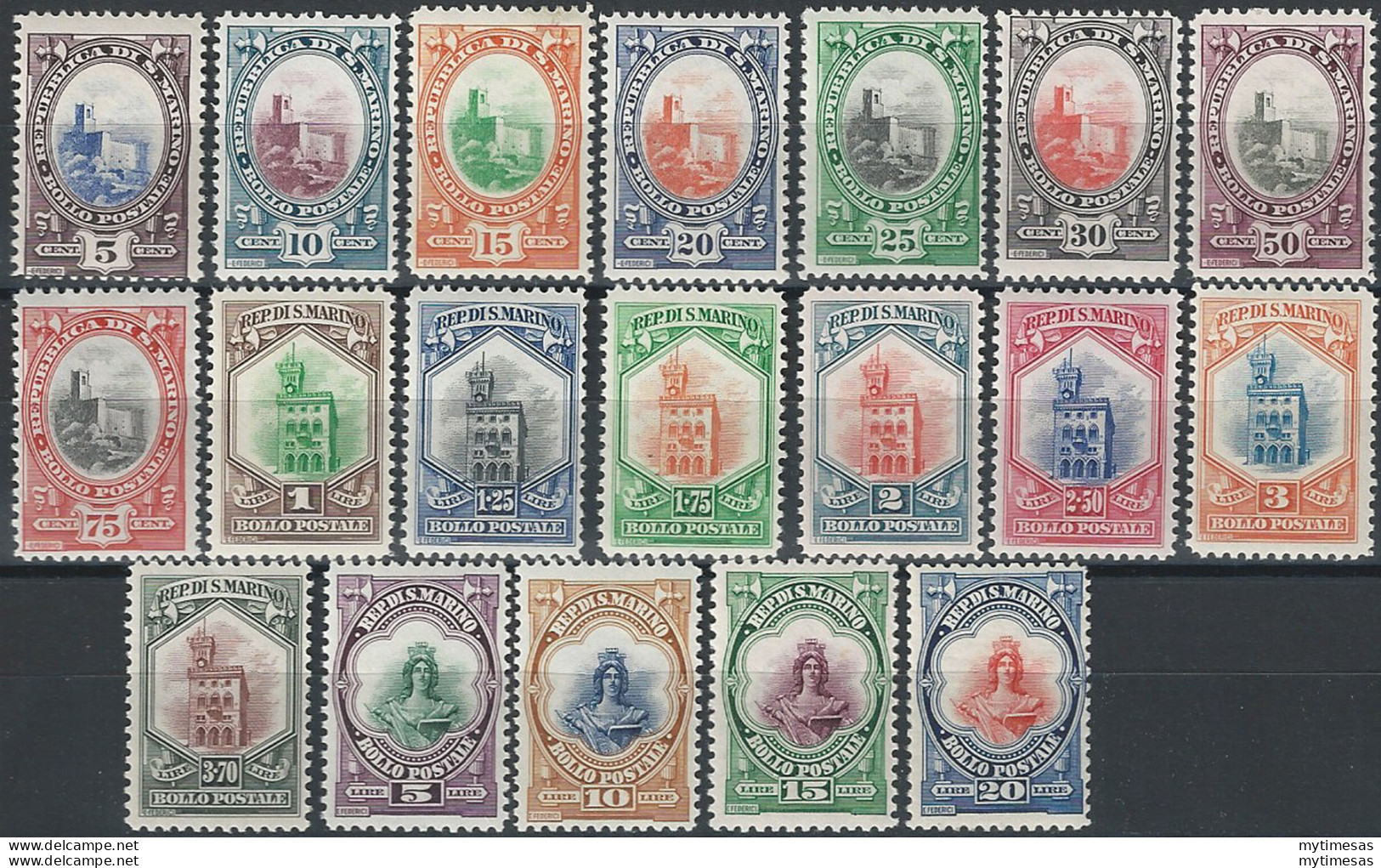 1929 San Marino 19v. MNH Sassone N. 141/58 - Other & Unclassified