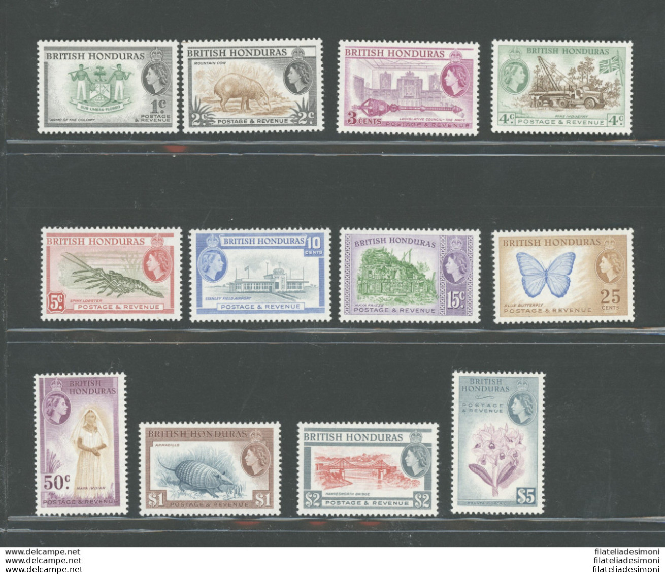 1953 British Honduras, Stanley Gibbons N. 179-90 - Incoronazione - Serie Completa 12 Valori - MNH** - Sonstige & Ohne Zuordnung