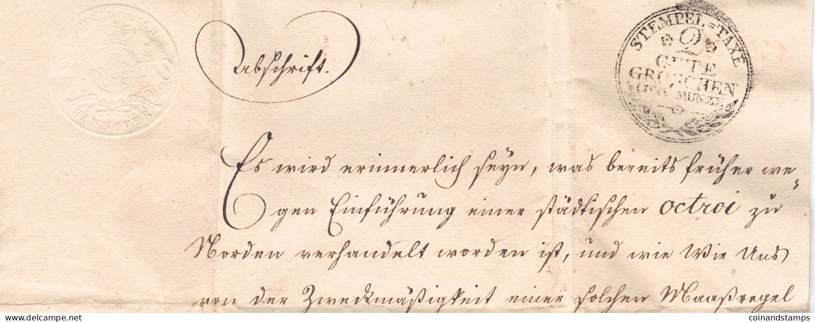 Hannover Dienstbrief 1829 Mit Stempeltaxe 2 Groschen Orig. Gelaufen Nach Norden, Mit Kompletten Inhalt, Feinst - Hanover