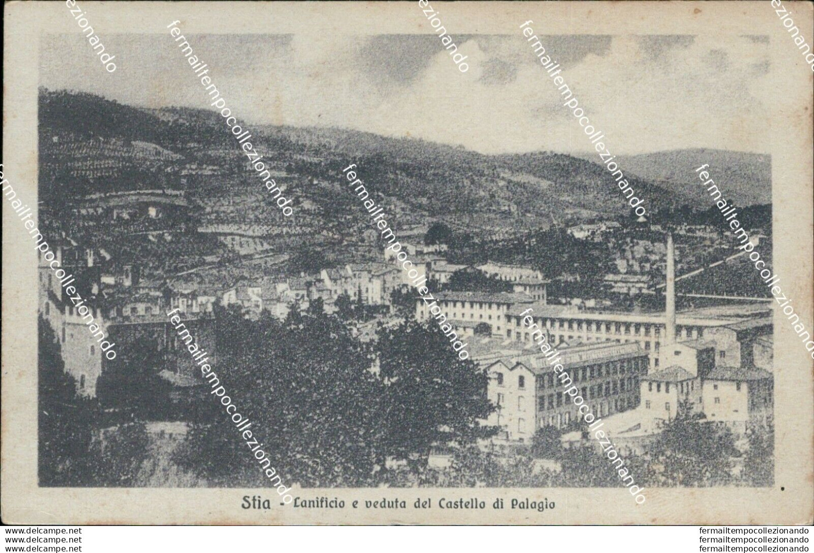 Bg228 Cartolina Stia Lanificio E Veduta Del Castello Di Palagio Arezzo 1934 - Arezzo