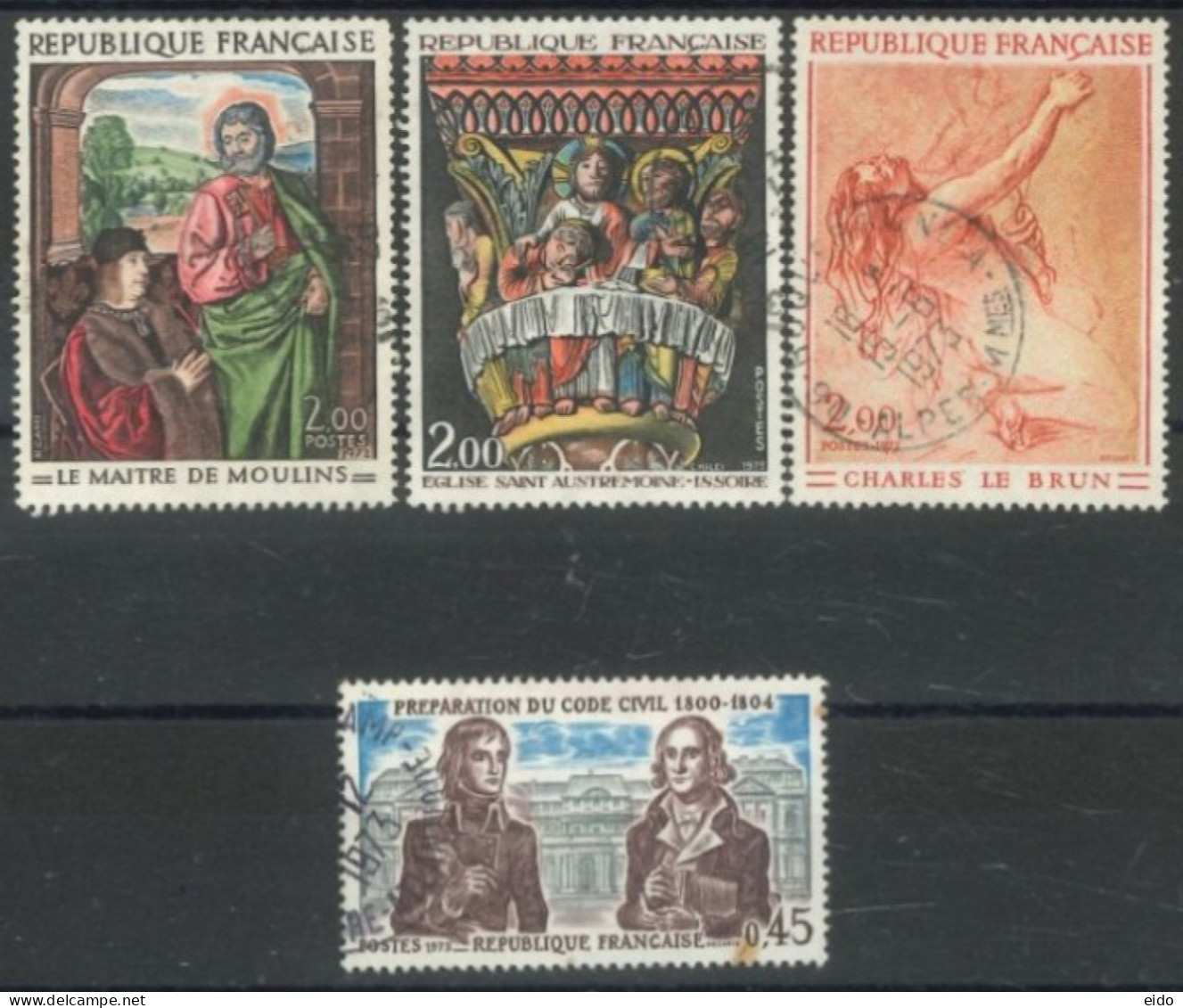FRANCE - 1972/73, POLYCHROME PAINTINGS & HISTORY OF FRANCE STAMPS SET OF 4,  USED - Used Stamps