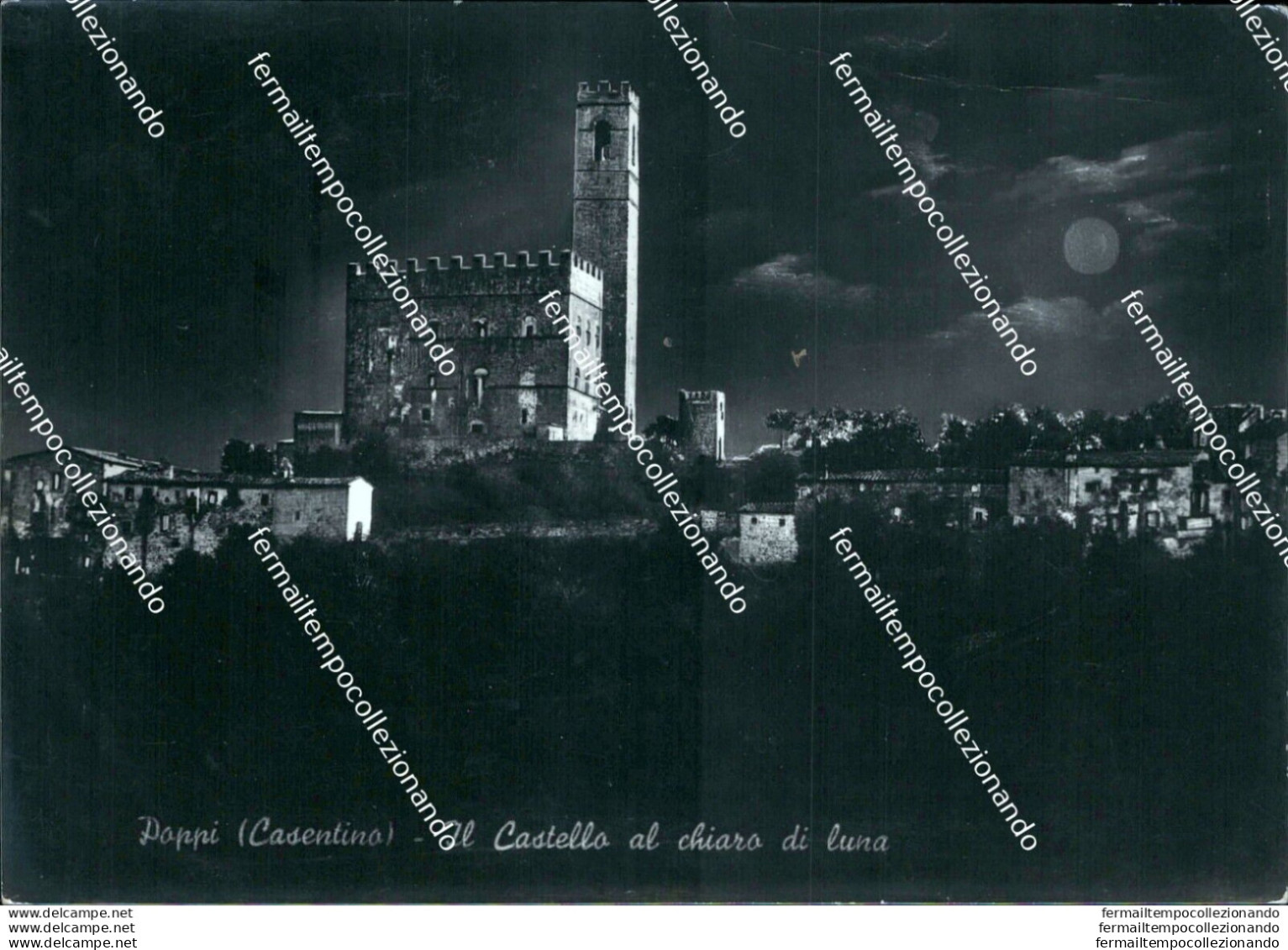 Br189 Cartolina Poppi Casentino Il Castello Al Chiaro Di Luna Arezzo Toscana - Arezzo