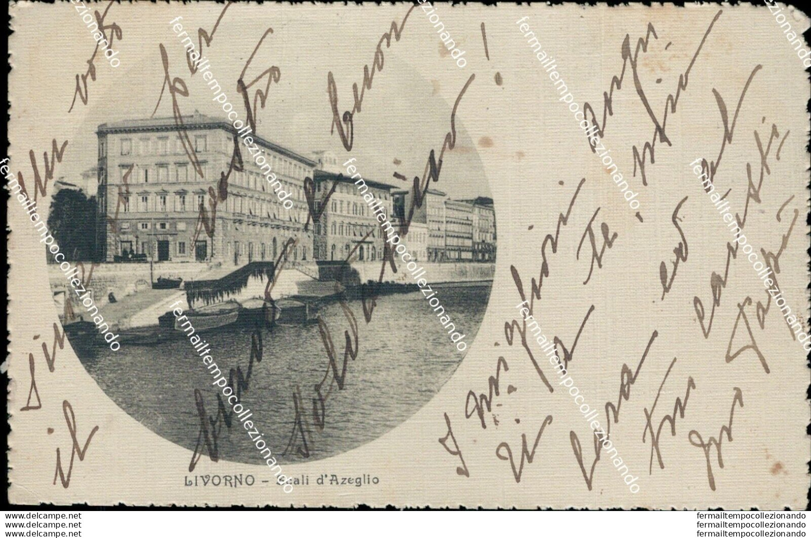 Bf234 Cartolina Livorno Citta' Scali D'azeglio 1912 - Livorno