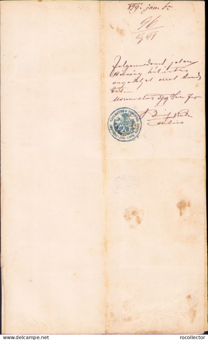 Vindornyalaki és Hertelendi Hertelendy József Alairasa, Torontal Varmegye Foispan, 1878 A2502N - Collezioni