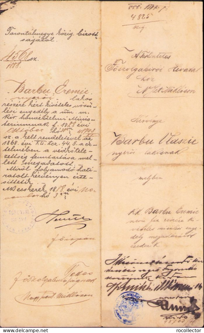Vindornyalaki és Hertelendi Hertelendy József Alairasa, Torontal Varmegye Foispan, 1888 A2503N - Collezioni