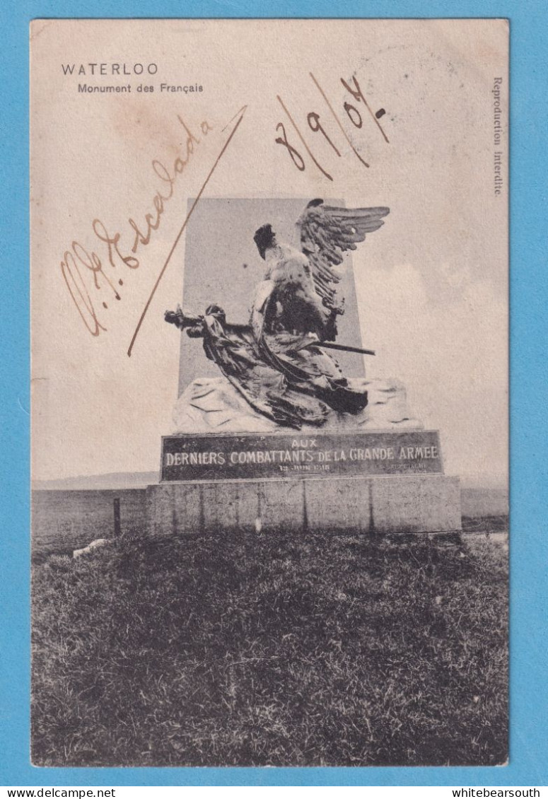 735 BELGIUM BELGIQUE BELGICA WATERLOO MONUMENT DES FRANCAIS RARE POSTCARD - Waterloo