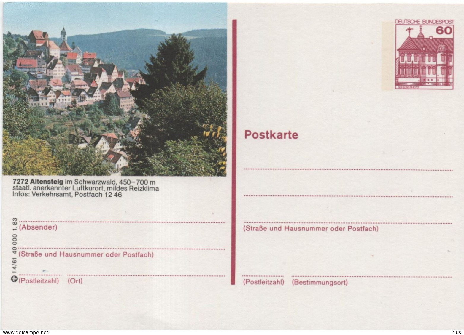 Germany Deutschland 1983 Altensteig Im Schwarzwald - Cartes Postales - Neuves