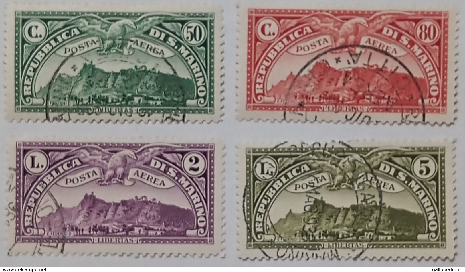 1931-san Marino 4 Valori Usati Di P.Aerea-statua Della Libertà - Used Stamps