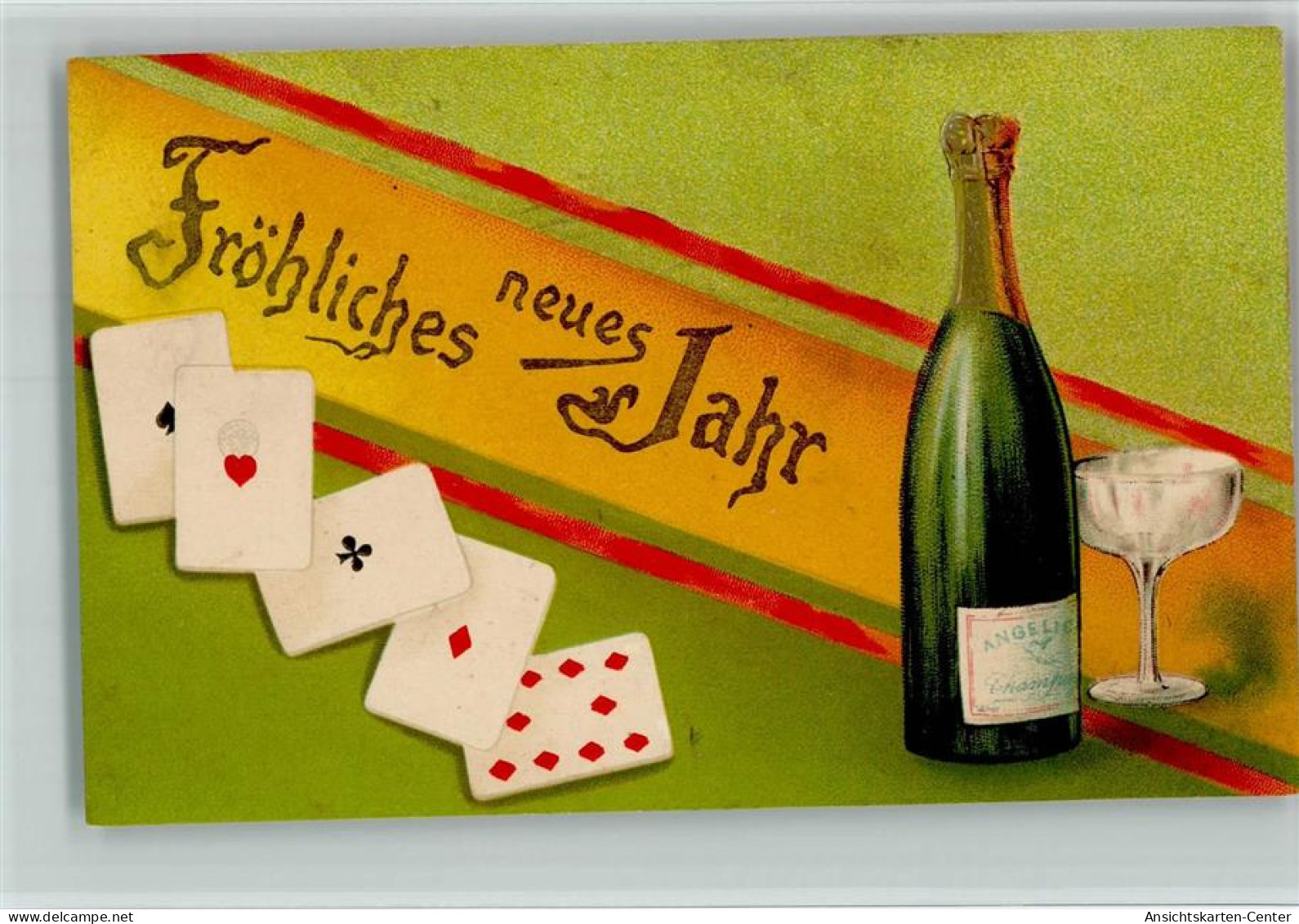 13039411 - Neujahr Kartenspiel, Sektflasche Und - New Year