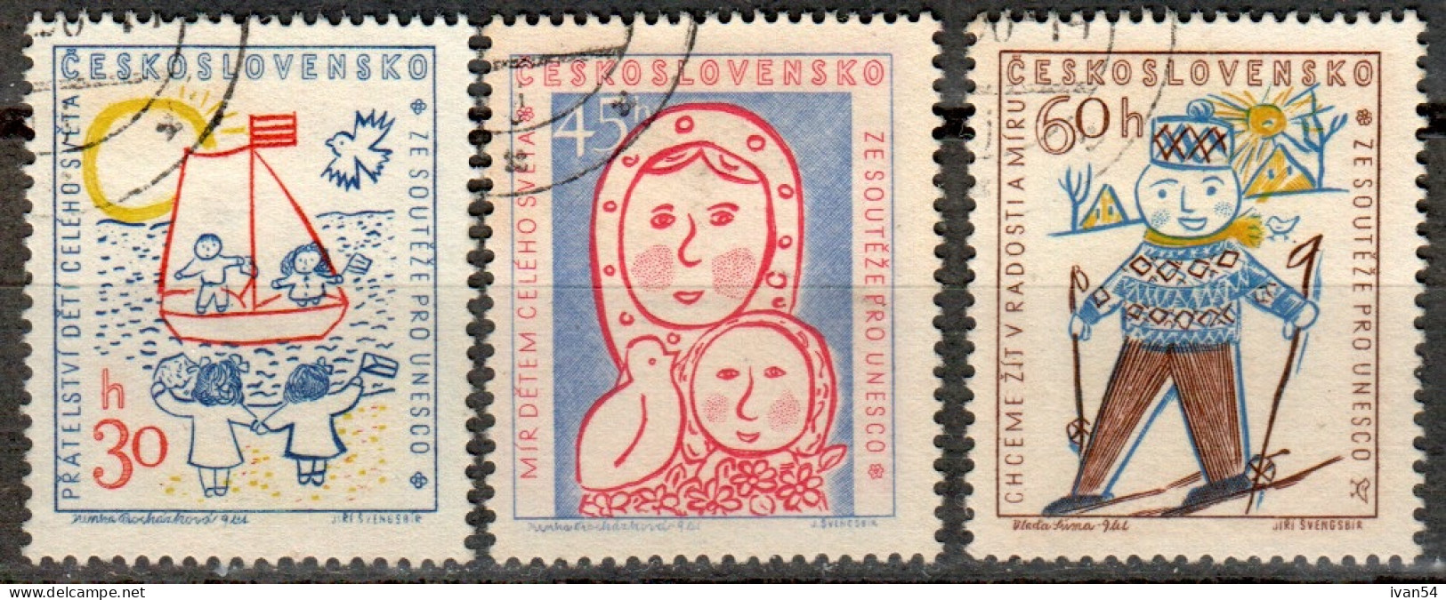 TCHECHOSLOVAKIA: 989-91 (0) – UNESCO - 1958 - Used Stamps