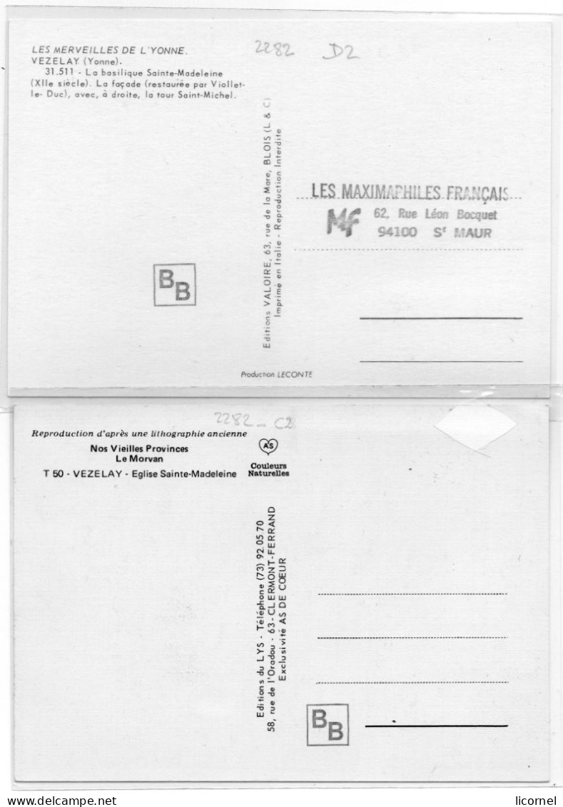 Cartes Maxi  1983 /VEZELAY ( Lot De 2 Cartes) - 1980-1989