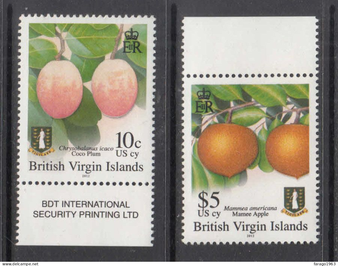 2012 British Virgin Islands Fruit Definitive **reprints**  Complete Set O F2  MNH - British Virgin Islands