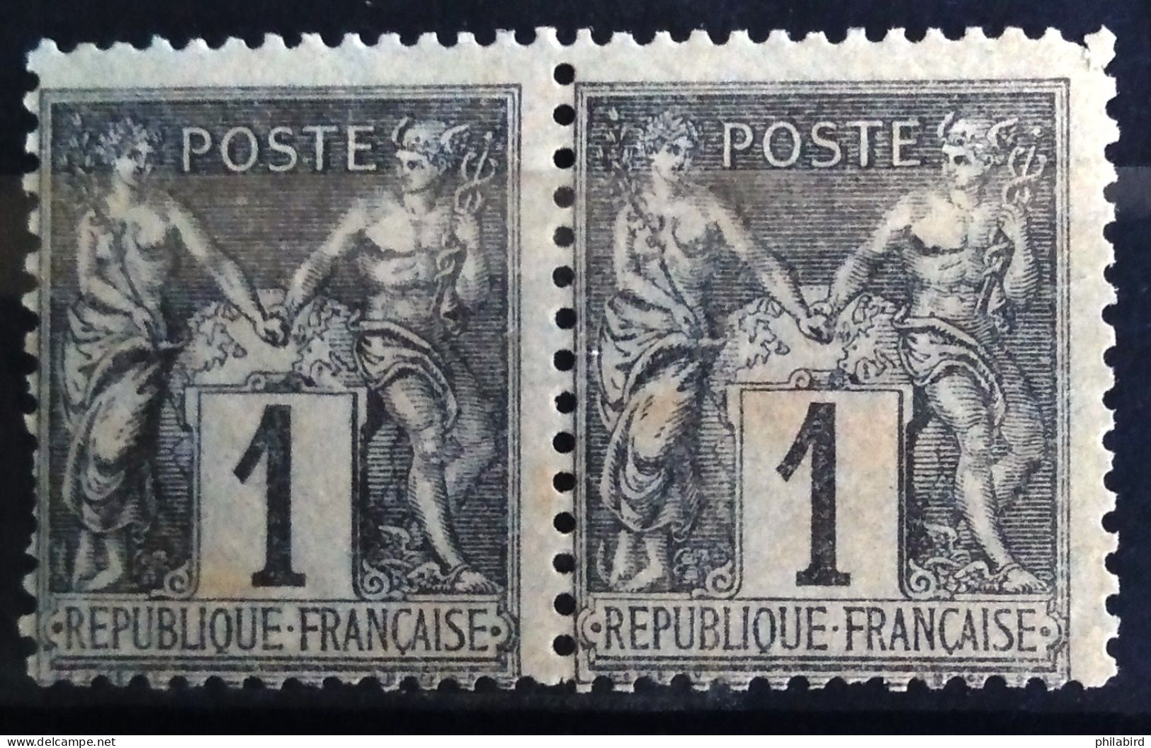 FRANCE                           N° 83b X 2                   NEUF*              Cote :   25 € - 1876-1898 Sage (Type II)