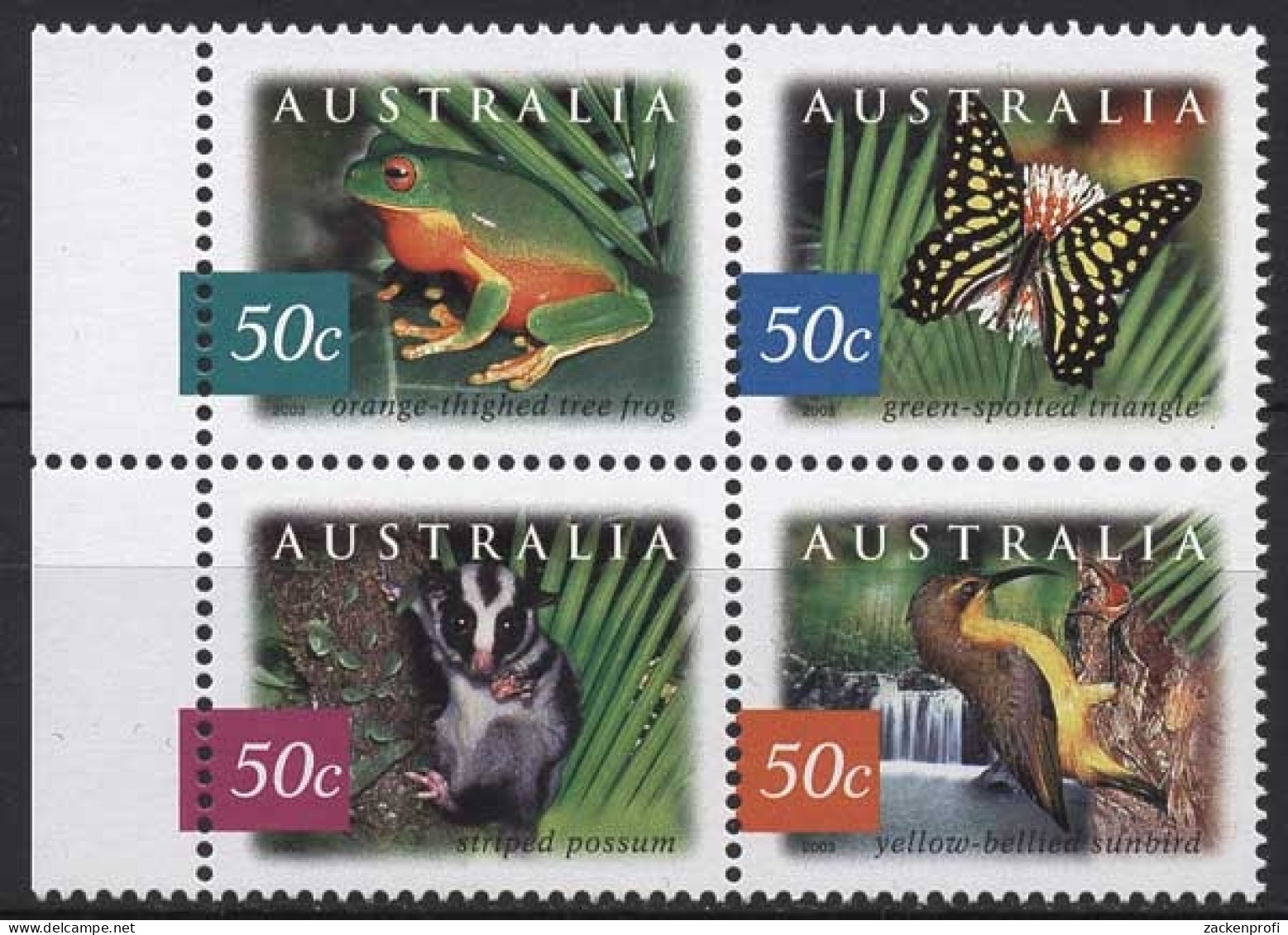 Australien 2003 Regenwald Tiere Frosch Schmetterling 2237/40 ZD Postfrisch - Neufs