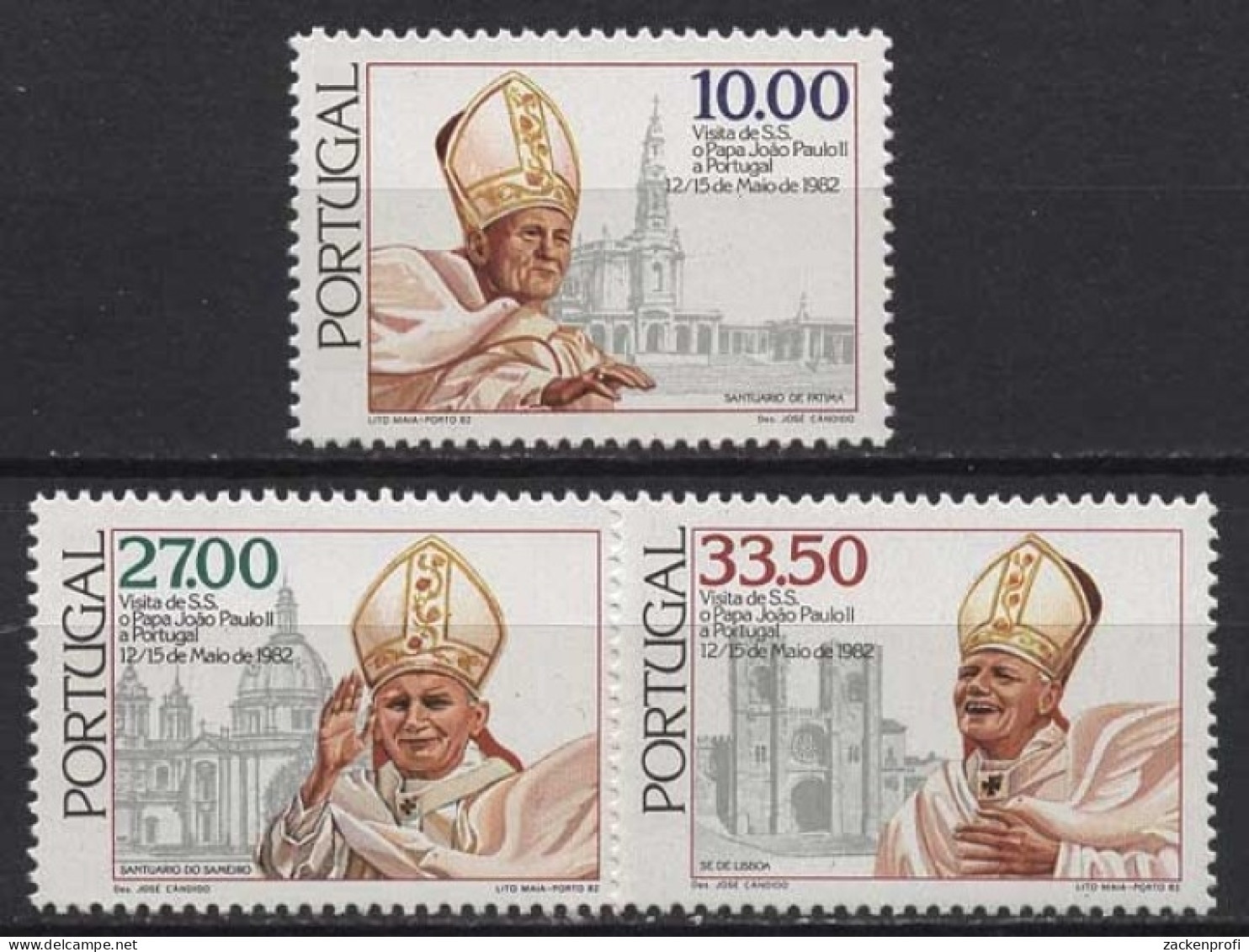 Portugal 1982 Besuch Von Papst Johannes Paul II. 1565/67 Postfrisch - Ungebraucht