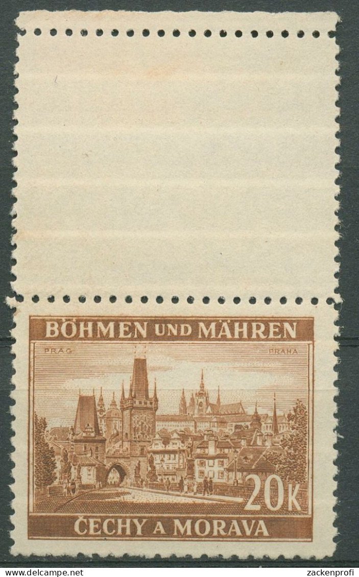 Böhmen & Mähren 1939 Freimarke Karlsbrücke Mit Leerfeld Oben 37 LS-1 Postfrisch - Unused Stamps