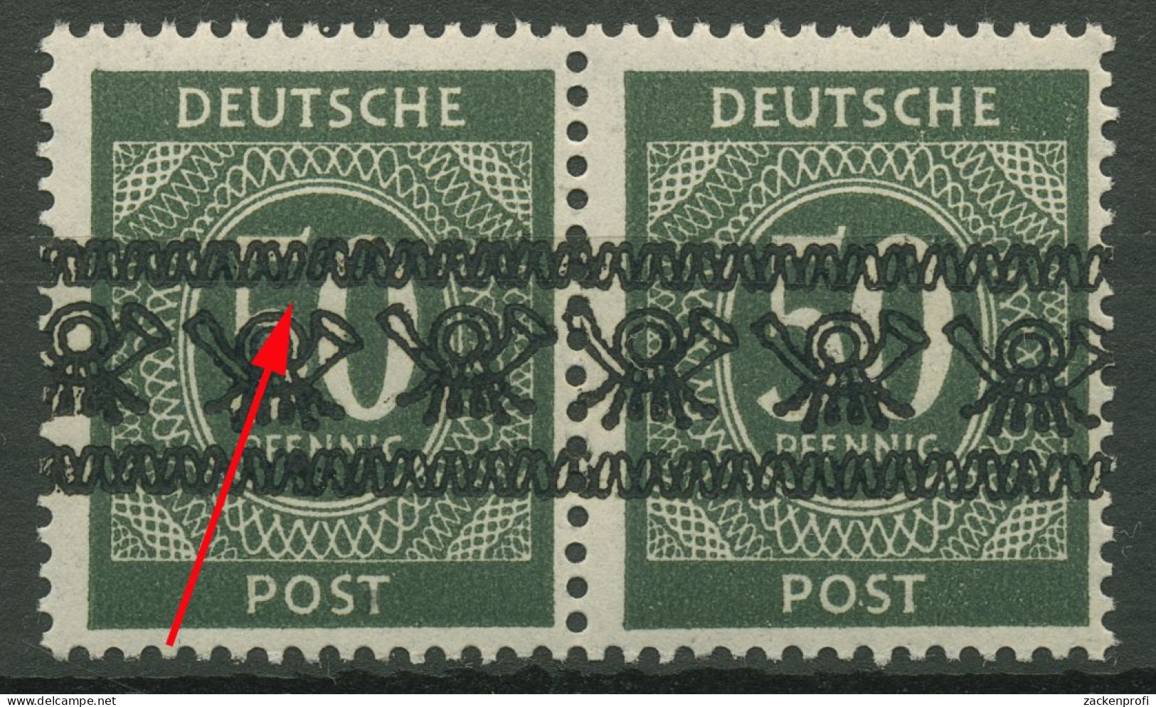 Bizone 1948 Ziffern Bandaufdruck Aufdruckfehler 66 I A AF PII Paar Postfrisch - Mint
