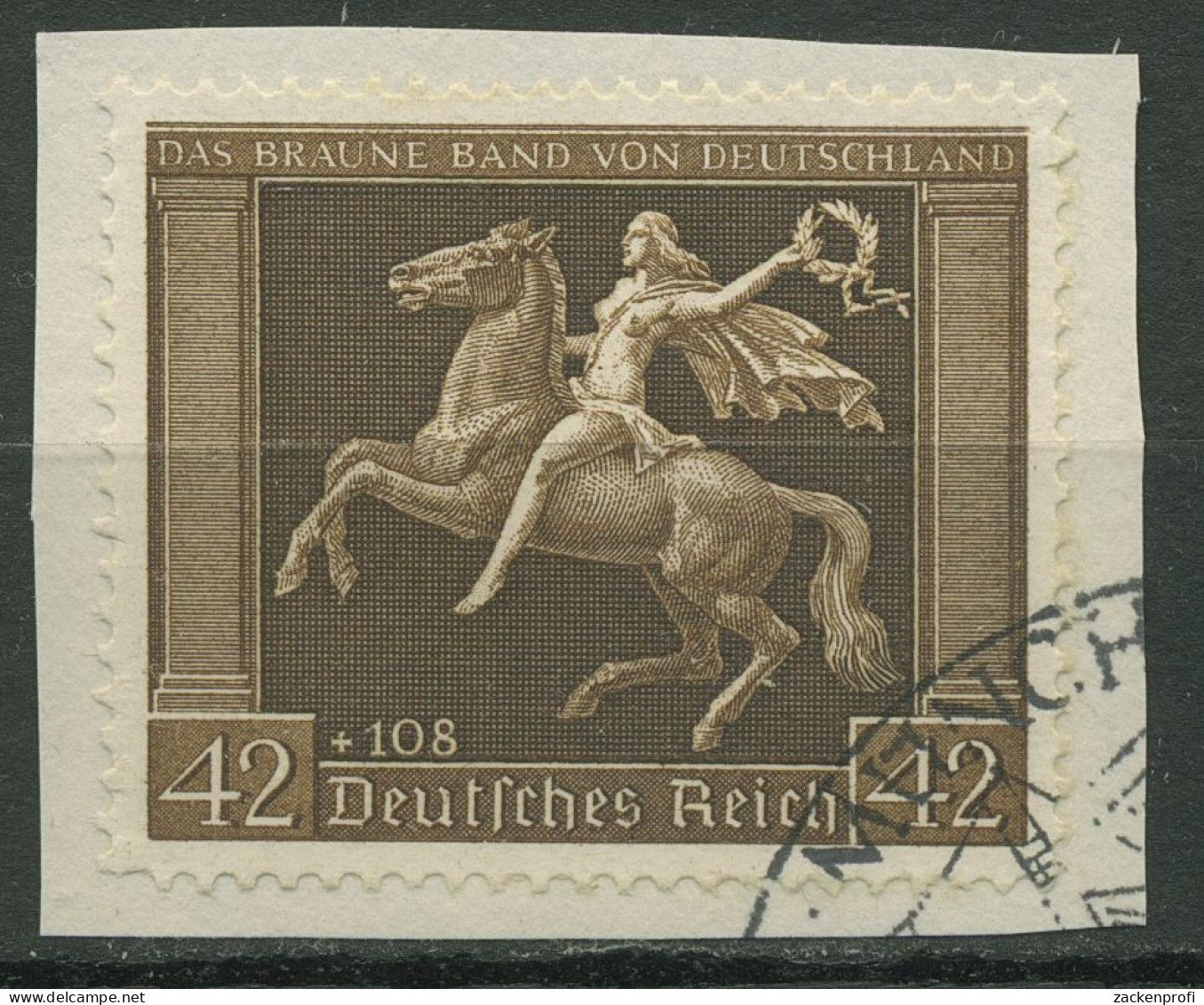 Deutsches Reich 1938 Galopprennen 671 Y Mit Sonderstempel Briefstück - Used Stamps