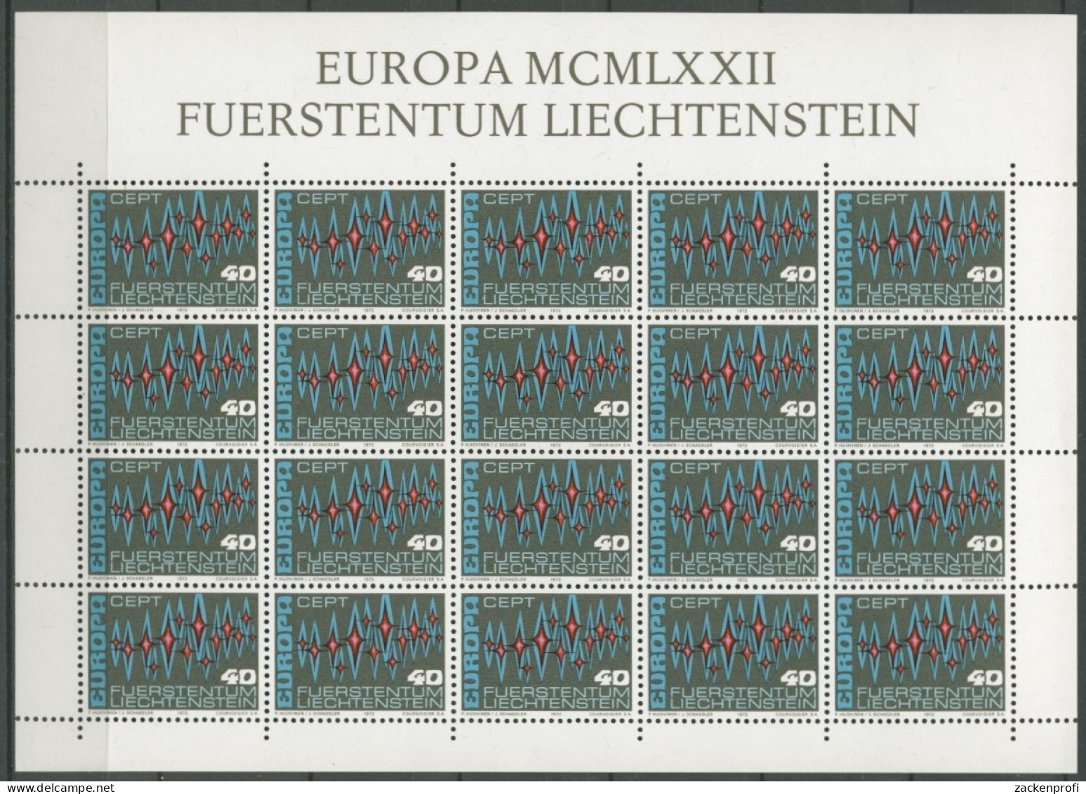 Liechtenstein 1972 Europa Union CEPT Kompletter Bogen 564 Postfrisch (C13436) - Ungebraucht