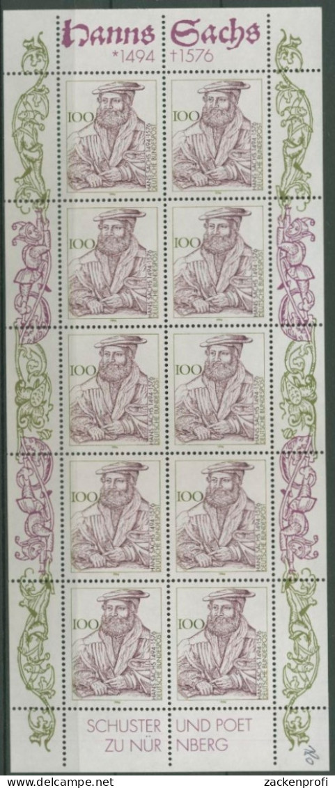 Bund 1994 500. Geburtstag Von Hans Sachs Kleinbogen 1763 K Postfrisch (C15001) - Other & Unclassified