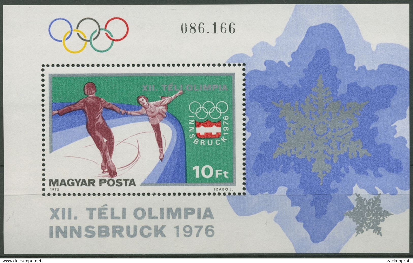 Ungarn 1975 Olympia Innsbruck Eiskunstlauf Block 116 A Postfrisch (C92520) - Blocks & Sheetlets