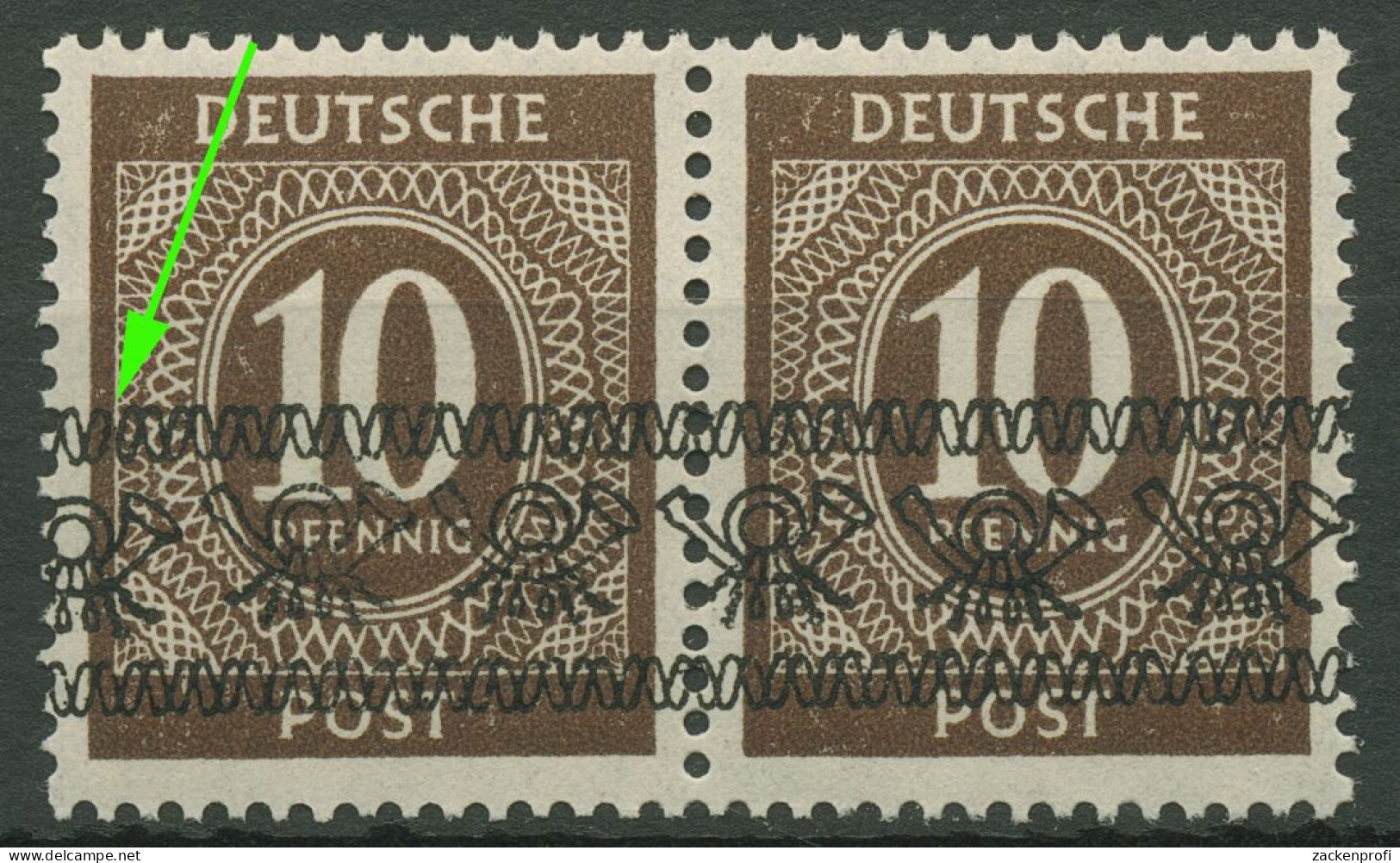 Bizone 1948 Ziffern Bandaufdruck Paar Mit Aufdruckfehler 54 I AF PII Postfrisch - Mint