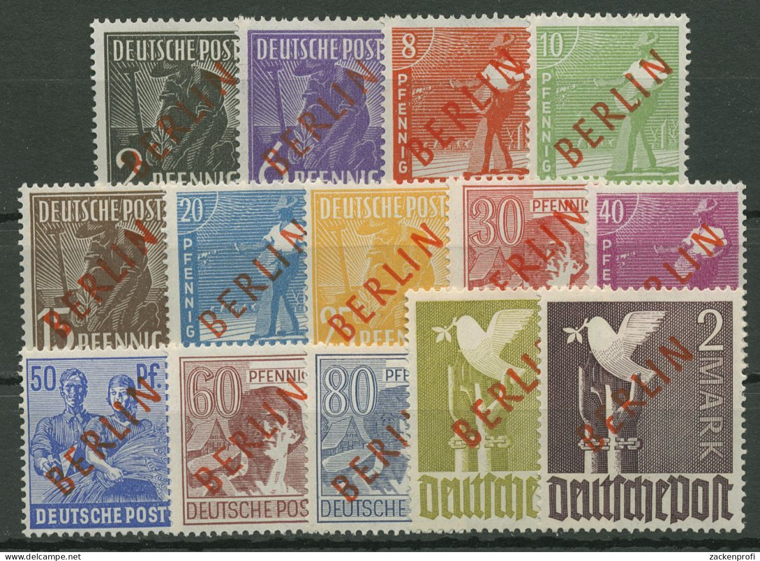 Berlin 1949 Rotaufdruck 21/34 Postfrisch Geprüft - Neufs